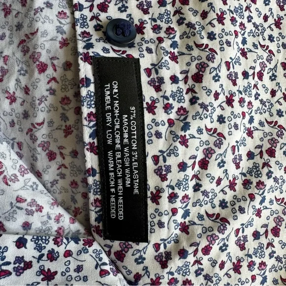 Murano Slim Fit Spred Collar Stretch Floral Mena Dress Shirt - Picture 8 of 10